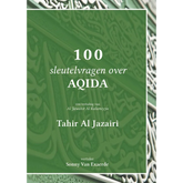 Boekcover van 100 sleutelvragen over aqida met oorspronkelijke Arabische kalligrafie