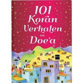 Kinderboek met prachtige illustraties van een Midden-Oosterse dorpsscène en de Kaaba