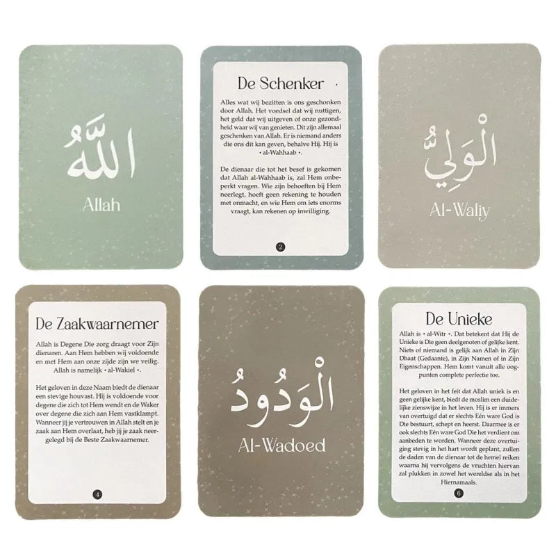 99 namen van Allah kaarten Hadieth Benelux