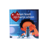 Red hartvormige zeepdispenser met zilveren accenten voor Adam houdt zijn hartje schoon