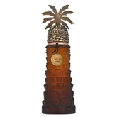 Bruine parfumfles met palmboomvormige metalen dop van Ajwaa Lattafa Pride