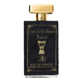 Zwarte parfumfles met gouden accenten voor Al Fakhr Ameer al Oud Khusushi Aswad