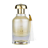 Frosted glass perfume bottle with gold cap and tassel for Ard al Zaafaran Fakhar al Oud White Oud
