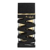 Zwart textuur rechthoekig parfumflesje met gouden accenten en merknaam ghaaya voor Ard al Zaafaran Ghaaya Be a Legend