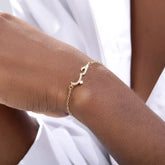 Delicate gold chain bracelet with infinity charm, tekst liefde in het Arabisch, meerdere kleuren verkrijgbaar