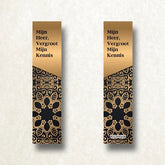 Prachtige boekenlegger met goud en zwart, heer vergroot mijn kennis stijlvol