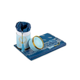 Blauwe en gouden magnifier set met standaard, onderdeel van cadeauset gebed cilinder