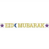 Eid Mubarak Glitter Letter Banner Amscan