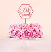 Eid Mubarak Taarttopper ruit roze - Islamboekhandel.nl