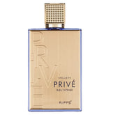 Goldkleurige parfumfles met blauwe rand voor Prive Bleu Intense parfum