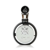 Zwarte zilveren parfumfles voor heren inhoud Lattafa Parfum Fakhar