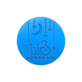 Blauwe siliconen koekjesvorm Eid Mubarak met halve maan en sterren