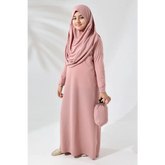 Roze abaya met hijab en tasje voor kinderen, gebedskleding
