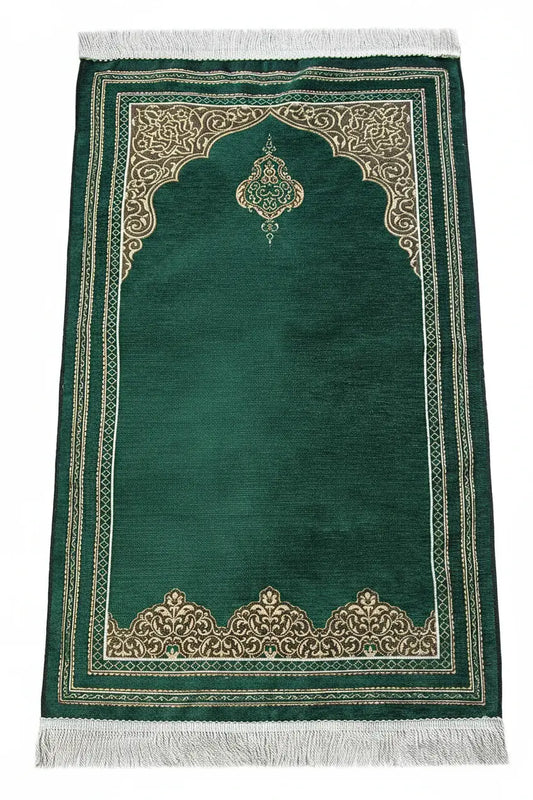 Gebedskleed van Chenille -Groen - Islamboekhandel.nl