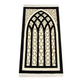 Gebedskleed van chenille met sterrenmotief –zwart - Islamboekhandel.nl