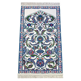 Gebedskleed van chenille met tulpenmotief –donkerblauw - Islamboekhandel.nl