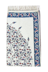 Gebedskleed van chenille met tulpenpatroon -blauw/paars - Islamboekhandel.nl