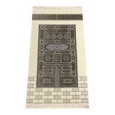 Crèmekleurig gebedskleed met Kaäba-patroon en zwarte geometrische patronen