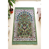 Groene gebedskleed Rawda geïnspireerd door Masjid an-Nabawi met bloem- en geometrische patronen