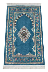 Gebedskleed Turquoise met Mihrab ontwerp - Islamboekhandel.nl