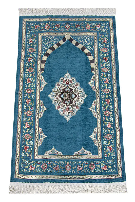 Gebedskleed Turquoise met Mihrab ontwerp - Islamboekhandel.nl
