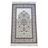 Gebedskleed van chenille met klassiek bloemenmotief en franjes