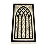 Gebedskleed van chenille met sterrenmotief –zwart - Islamboekhandel.nl