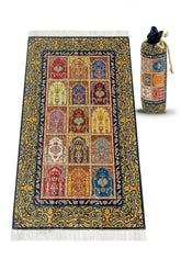 Gebedskleed van zijdetextuur met draagtas -design #1 - Islamboekhandel.nl