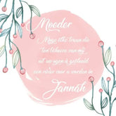 Roze bloemenkaart met Moeder en Jannah tekst voor greeting card sending Dua