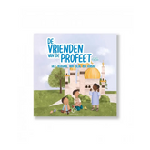 Kinderboek met illustratie van drie kinderen voor een moskee over Bilal ibn Rabah