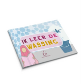 Kinderboek over wassen met simpele plaatjes voor meisjes in Ik leer de wassing