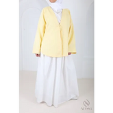 Pale gele lange mouwen jasje kimono stijl met v-hals en voorzijde sluiting
