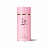 Kath kara light pink eau de parfum in een roze cilindrische fles met roze dop en gouden band