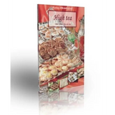 Kookboek high tea met diverse gebakjes en snacks op de cover voor perfecte high tea