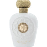 Witte parfumfles met gouden accenten van Lattafa Parfum Opulent Musk, parfumspray-opulent musk
