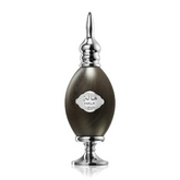Ornate Lattafa Pride Parfum Hala bottle with dark body and silver accents