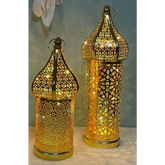 Marokkaans Lantaarn met LED licht -goudkleurig - Islamboekhandel.nl