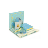 Luxe blauwe cadeauset met een engels/arabische koran en parfum - Islamboekhandel.nl