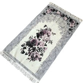 Luxe gebedskleed bloempatroon -grijs - Islamboekhandel.nl