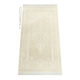 Luxe Ottomaanse Chenille Gebedskleed + tasbih -Crème - Islamboekhandel.nl