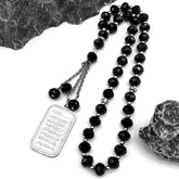 Luxe Zwarte Tasbih / Auto Hanger met Ayat al-Kursi