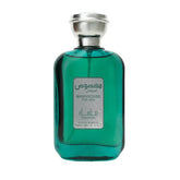 Een strak, rechthoekig groene glazen fles met een zilveren dop en label makhsous for men van mamasik, manasik makhsouse grey product