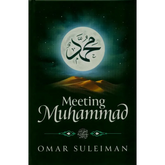 Boekomslag met Arabische kalligrafie over prophet muhammad in Meeting Muhammad Omar Suleiman