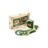 Islamitische cadeauset met groene gebedskralen en accessoires, mini cadeauset koran