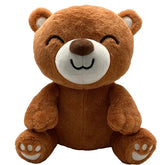 Bruine plush teddy beer met dua leren voor ontspanning en comfort
