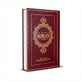 Een rijk bordeauxrood leren gebonden boek de nobele koran met goudgebondeerde ontwerpen en Nederlandse vertaling