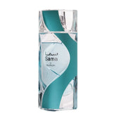 Turquoise en helder glazen parfumflesje van Nusuk Sama voor een elegante uitstraling