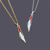 Mooie RVS ketting met Palestina hanger in de kleuren rood, wit en groen