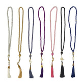 Zeven kleurrijke gebedskralen met kwastjes voor de Pareltasbih met kwastje