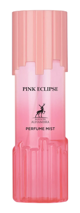 Roze glazen lichaamssprayfles pink eclipse van maison alhambra met geribbelde roze dop